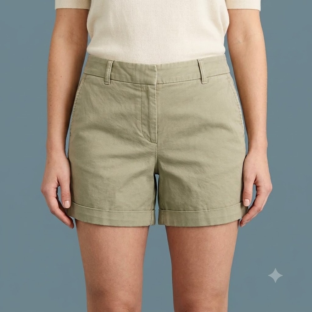 J. Crew Chino Shorts Womens 14 Khaki Tan 4" Inseam Stretch Cotton Casual Summer